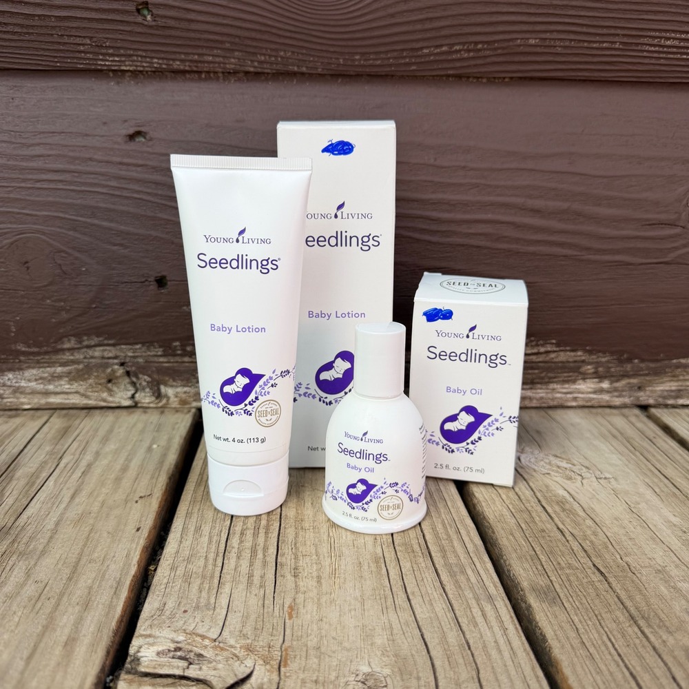 Young Living Seedlings Baby Lotion and Baby Oil Set 4oz 2.5oz White Lavender‎